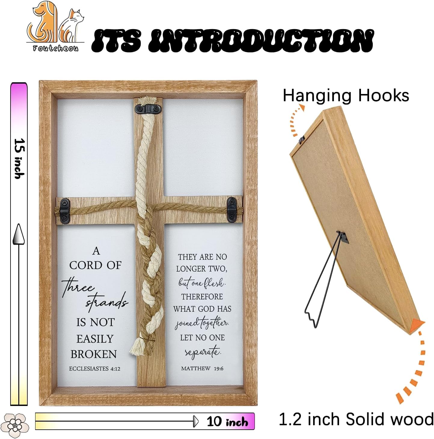 Braid Knot Rope Frame Wall Decor for Unity Ceremony / 15 x 10 / Wood