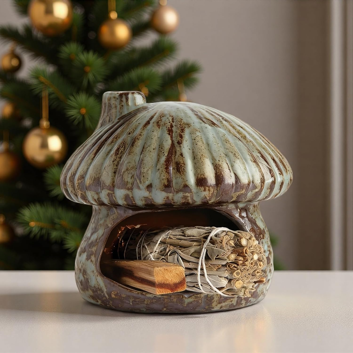 Ceramic Sage Holder for Burning Palo Santo Burner for Meditation / Green