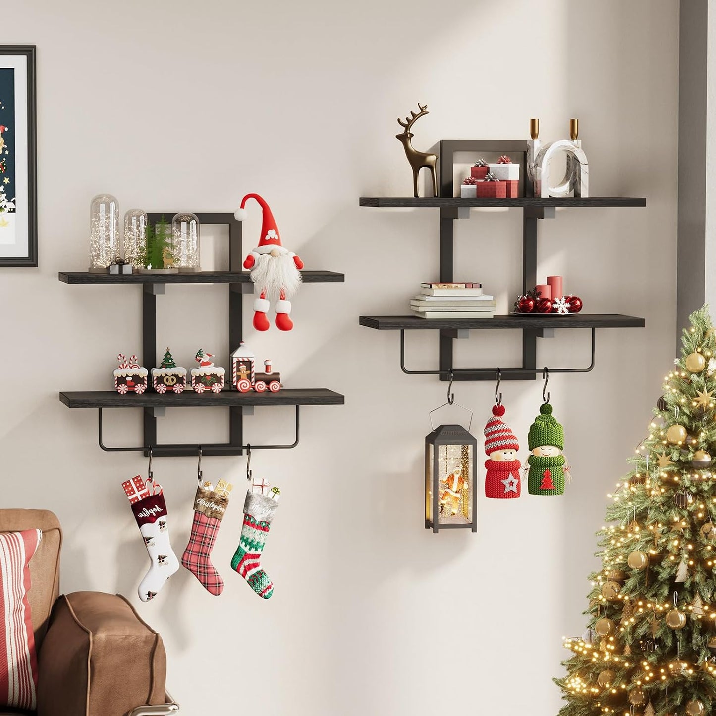 Floating Shelves / Wall Mounted Storage Shelves / Black / Set of 2