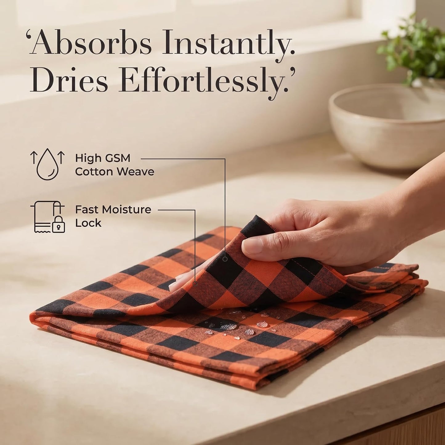 Urban Villa Cloth Napkins Cotton 12x12 (Set of 12) Orange/Black