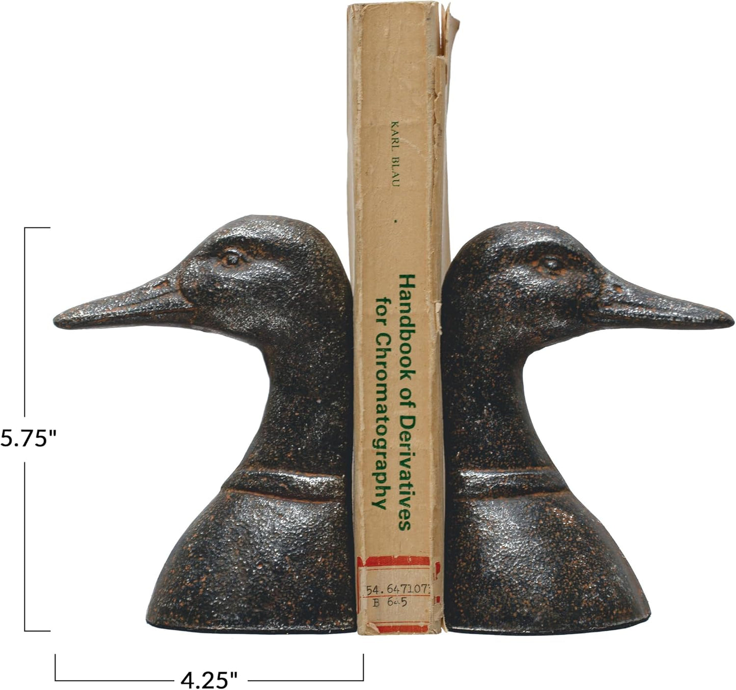 Decorative Distressed Cast Metal Duck Head Bookends / Black / Set of 2