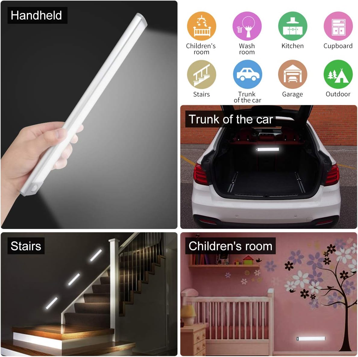 30-LED Motion Sensor Cabinet Light,Under Counter Closet Lighting, Wireless USB Rechargeable Kitchen Night