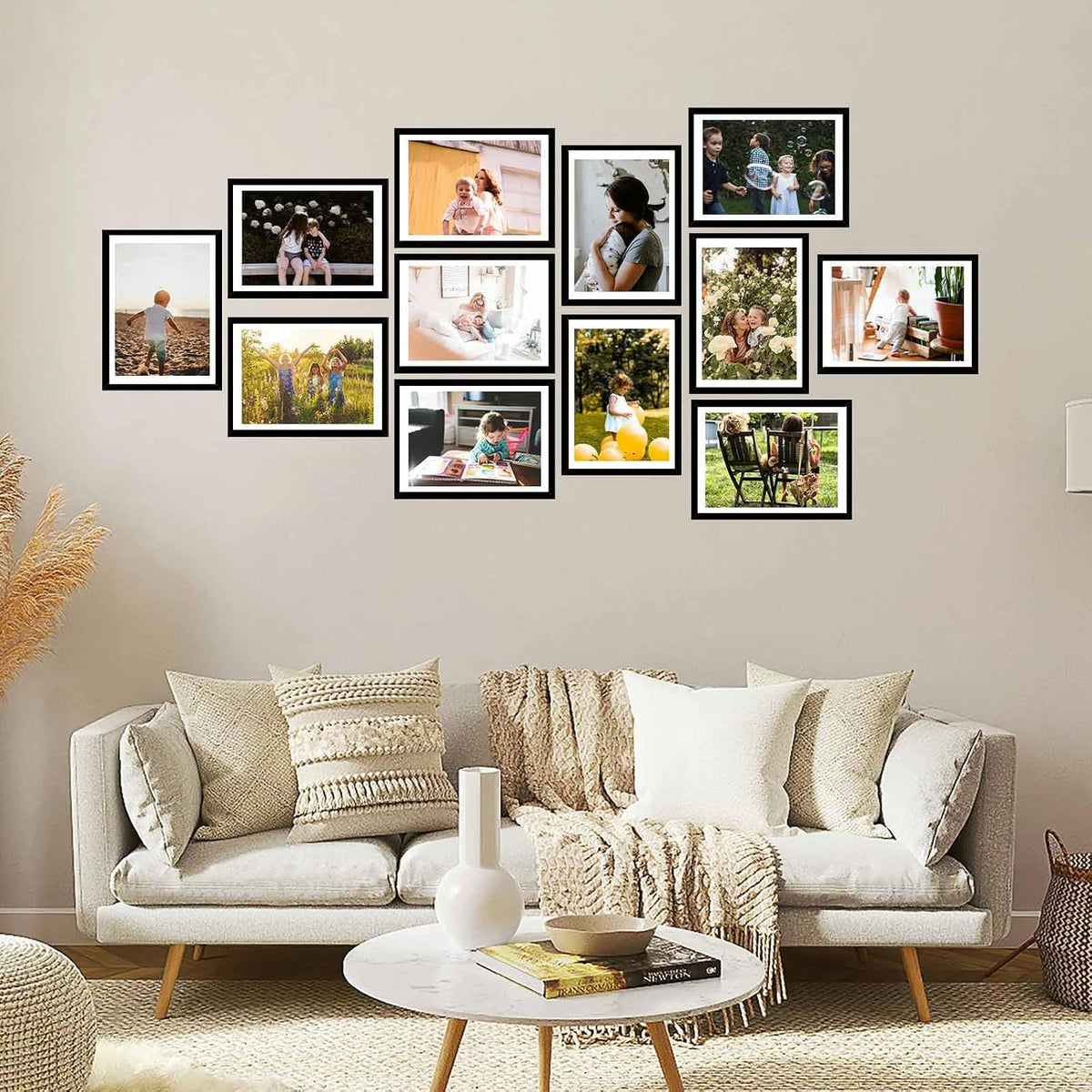 JCJMY 12 Pack 12x16 Picture Frame with 11x14 Mat, Display 11x14 with Mat or 12x16 Without Mat, 12 by 16 Frames Bulk Set