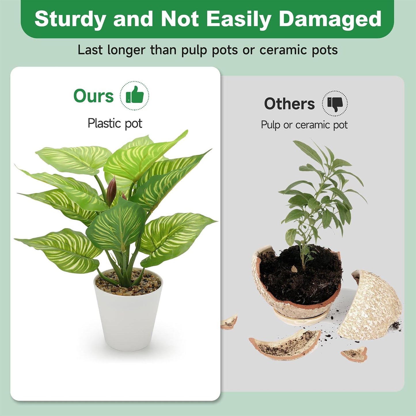 Small Fake Plants Artificial Potted Plant Indoor Faux Tropical Plant / 11.8 Inch / Set of 3