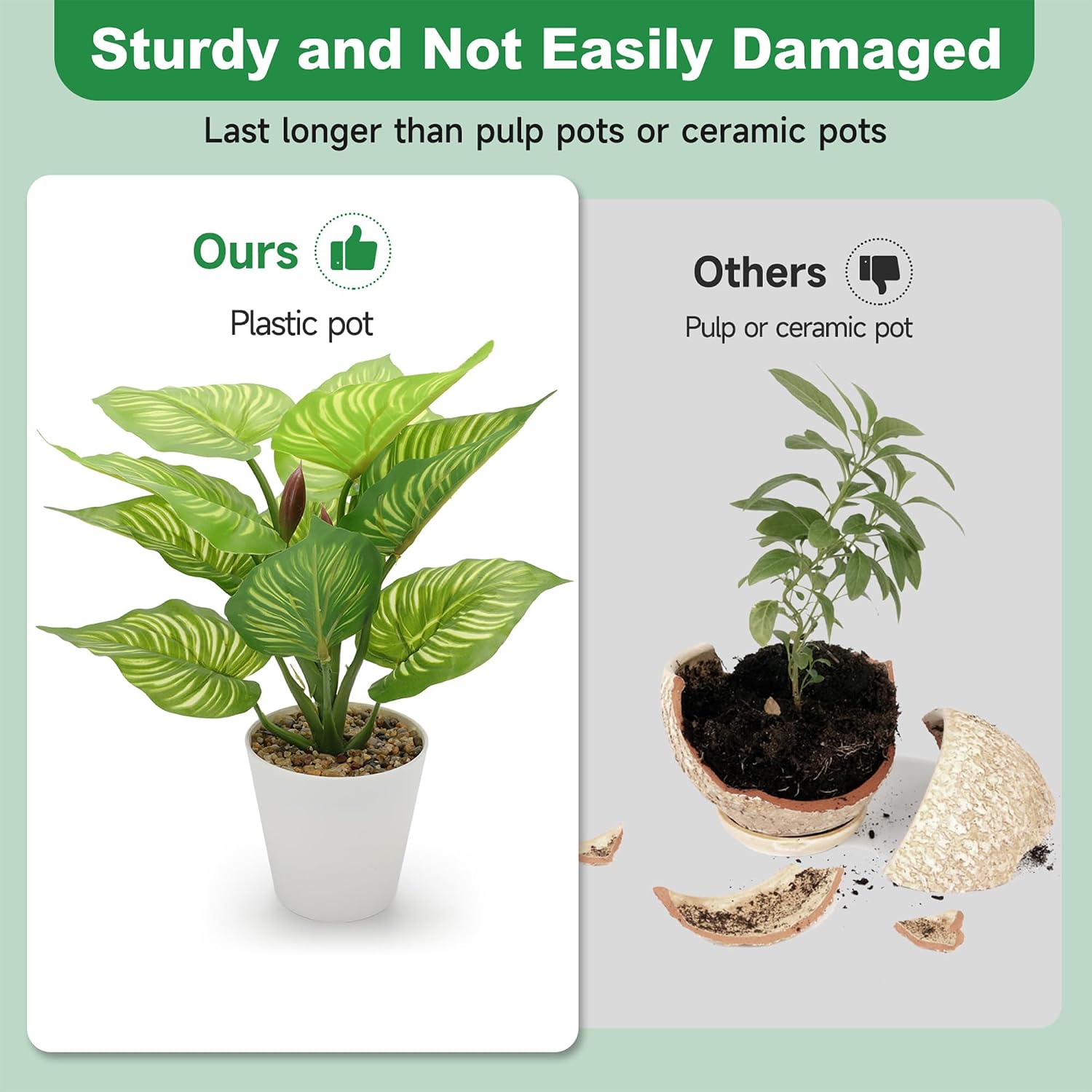 Small Fake Plants Artificial Potted Plant Indoor Faux Tropical Plant / 11.8 Inch / Set of 3