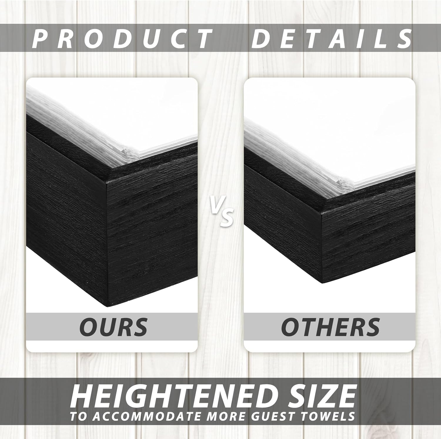 Tall Wood Guest Towel Holder / Black / 2 Inch