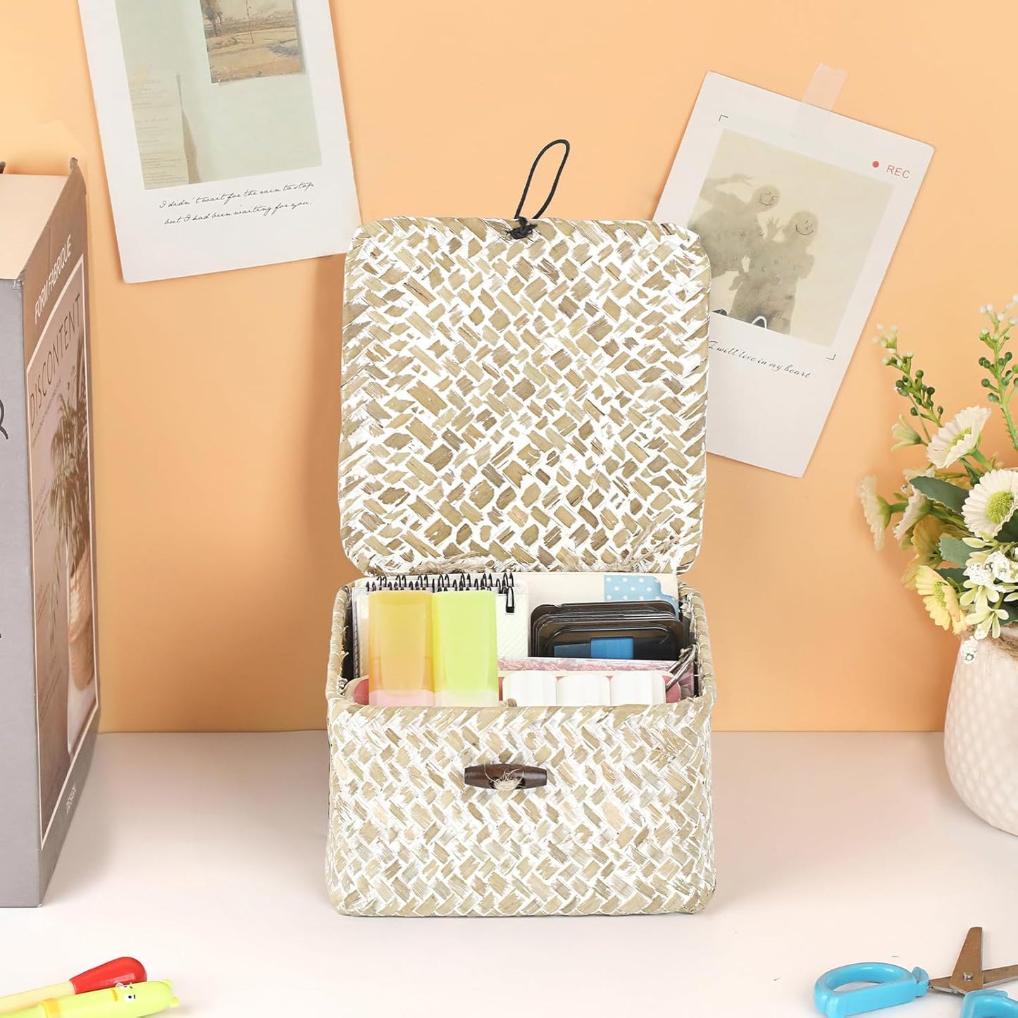 Wicker Shelf Baskets / Small / Whitewash Color
