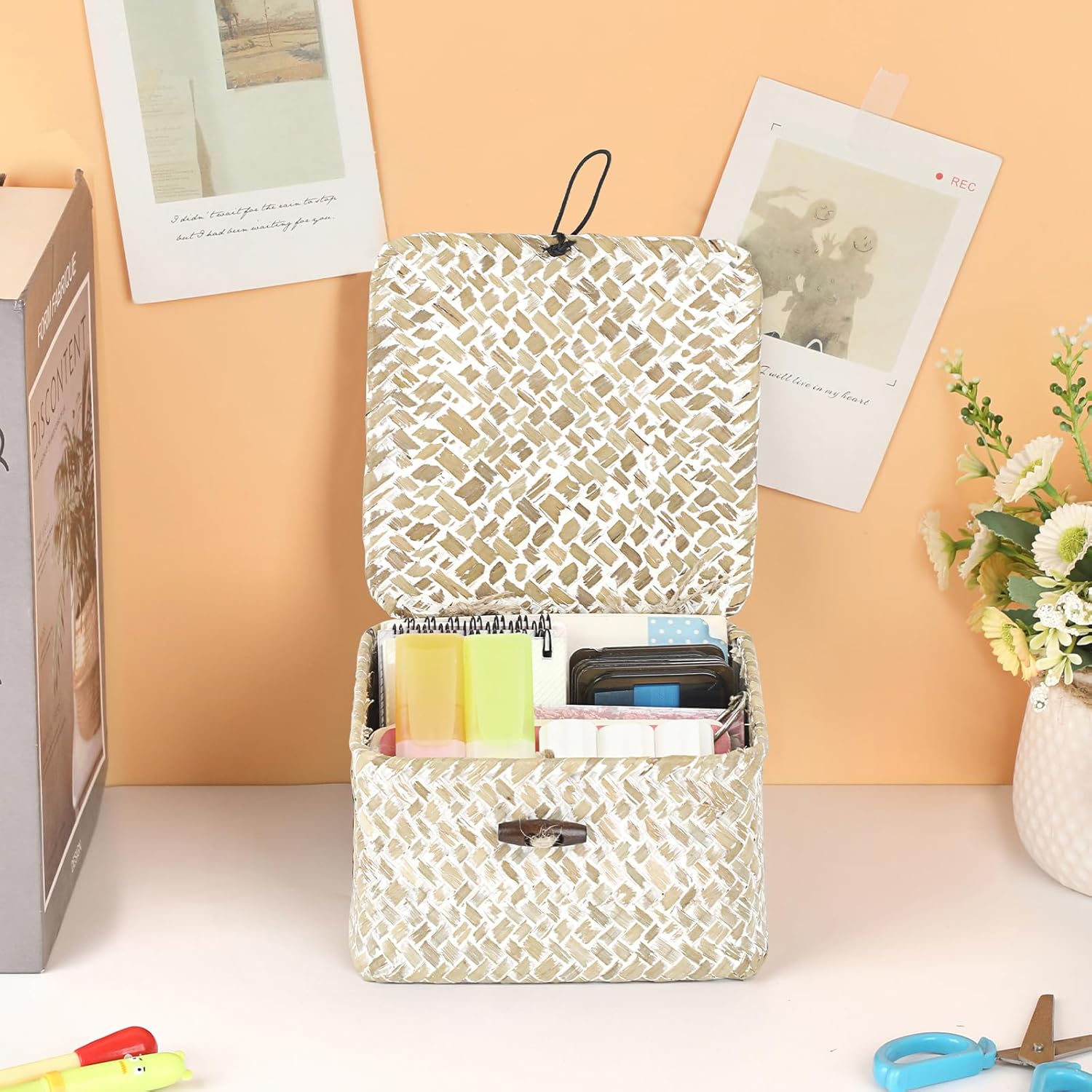 Wicker Shelf Baskets / Small / Whitewash Color