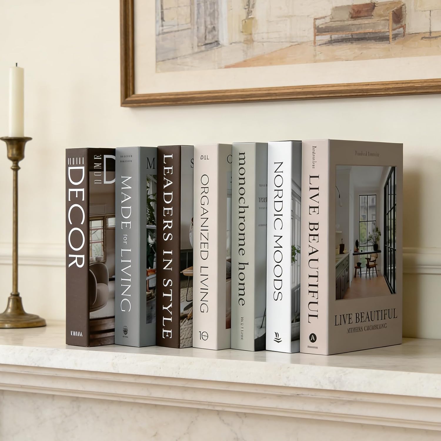 Decorative Books / Fake Books for Decoration / Beige / Set of 7