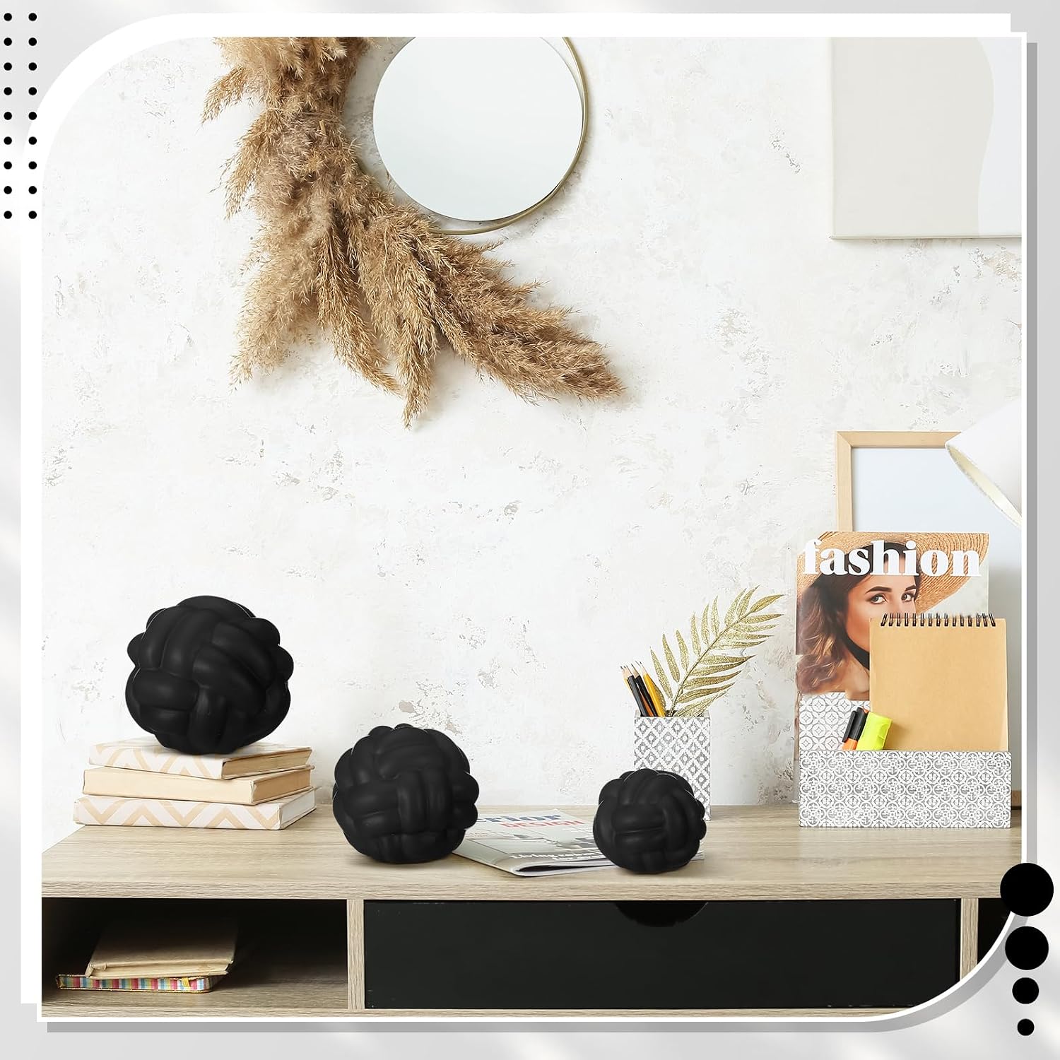 Entry Table Ceramic Aesthetic / Matte Black / Set of 3