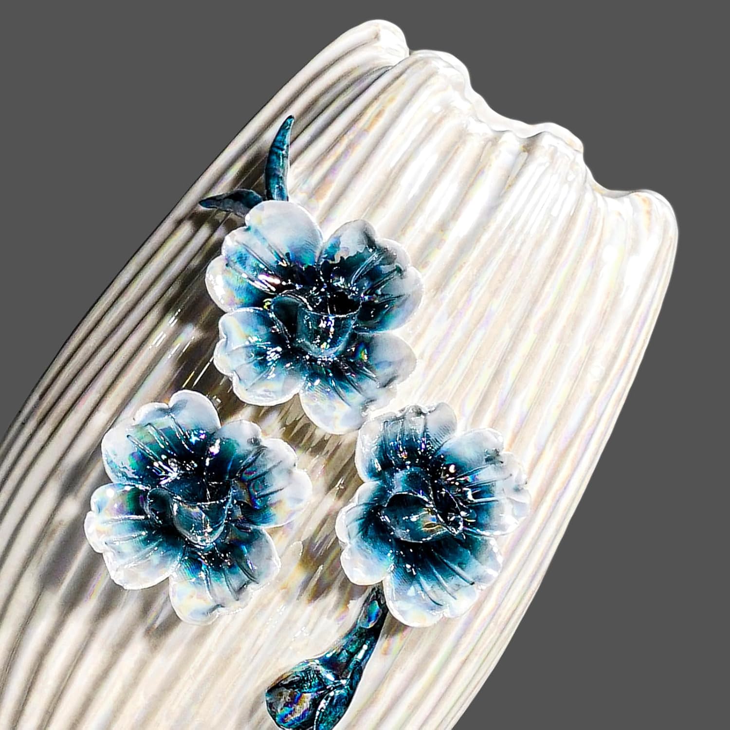 Modern Ceramic Vases for Centerpieces / White and Dark Blue / 7 Inch