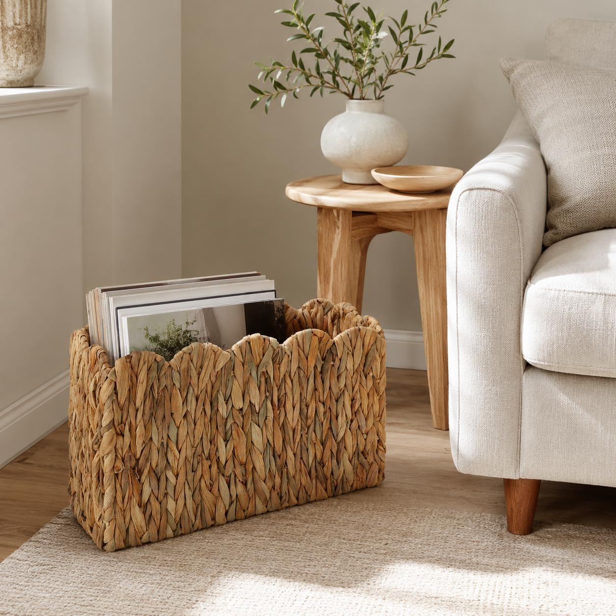 Tall Narrow Wicker Magazine Basket