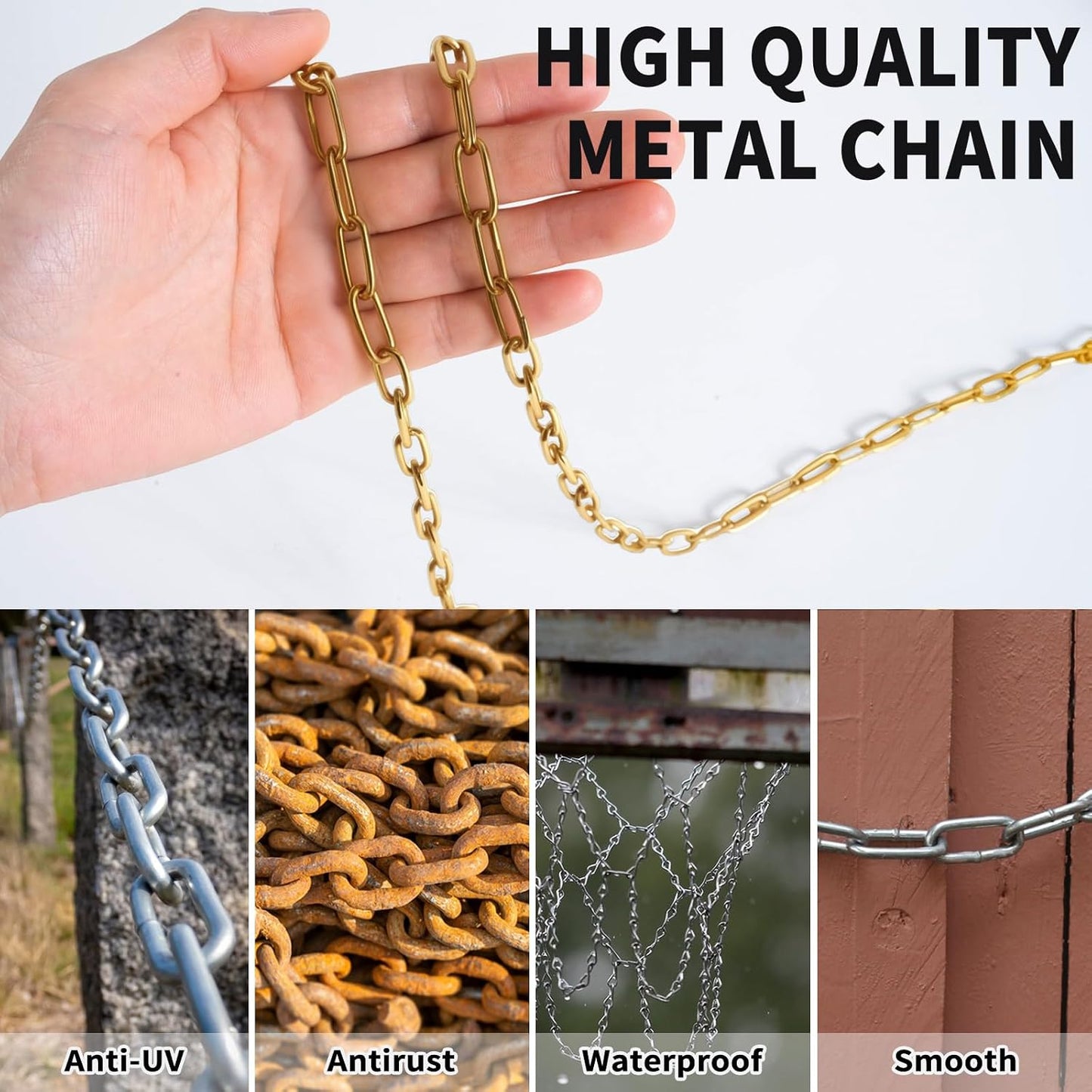 1/12" Metal Hanging Chains Bronze Decorative Chain Fixture Chain Brass / 2mm 100ft / Gold / 100 ft