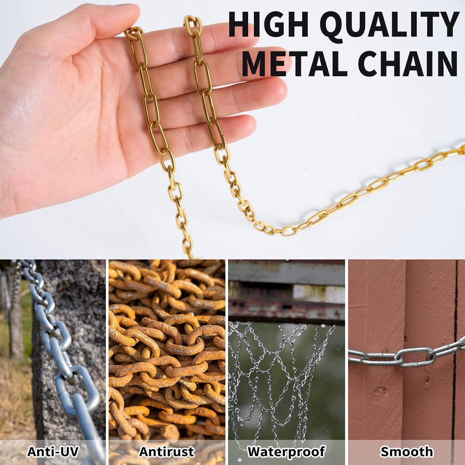 1/12" Metal Hanging Chains Bronze Decorative Chain Fixture Chain Brass / 2mm 100ft / Gold / 100 ft