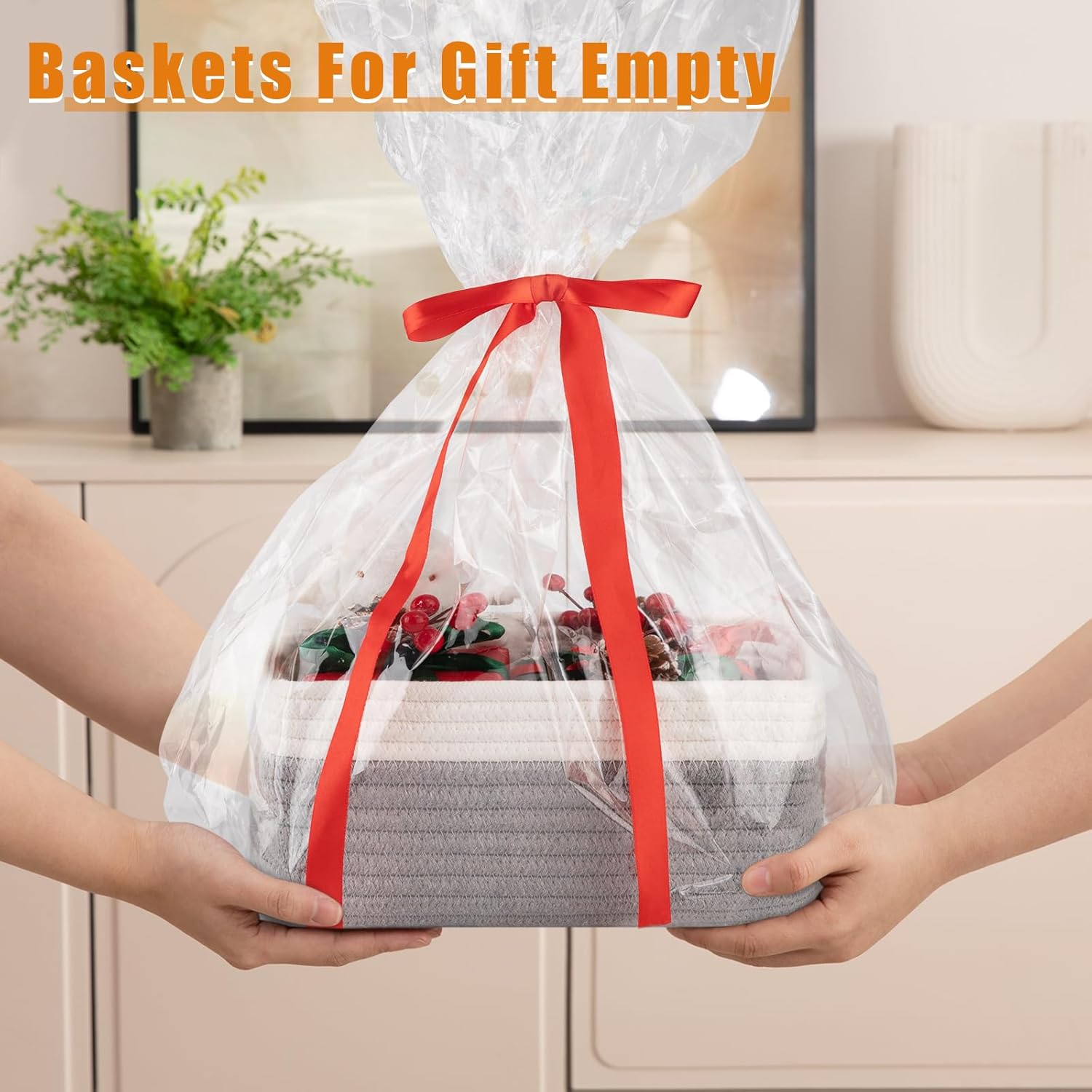 Small Bins / Organizer Baskets / Grey/white / 11.8"*7.8"*4.7 / Set of 4