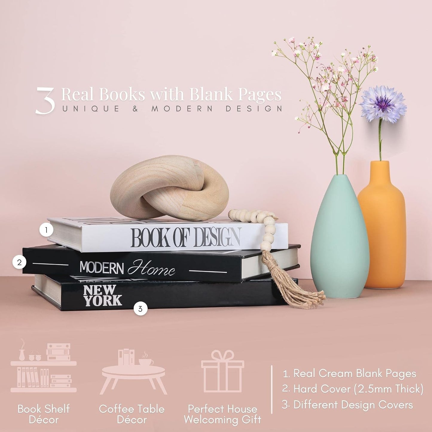 Stylish Fake/Faux Display Books / Set of 3