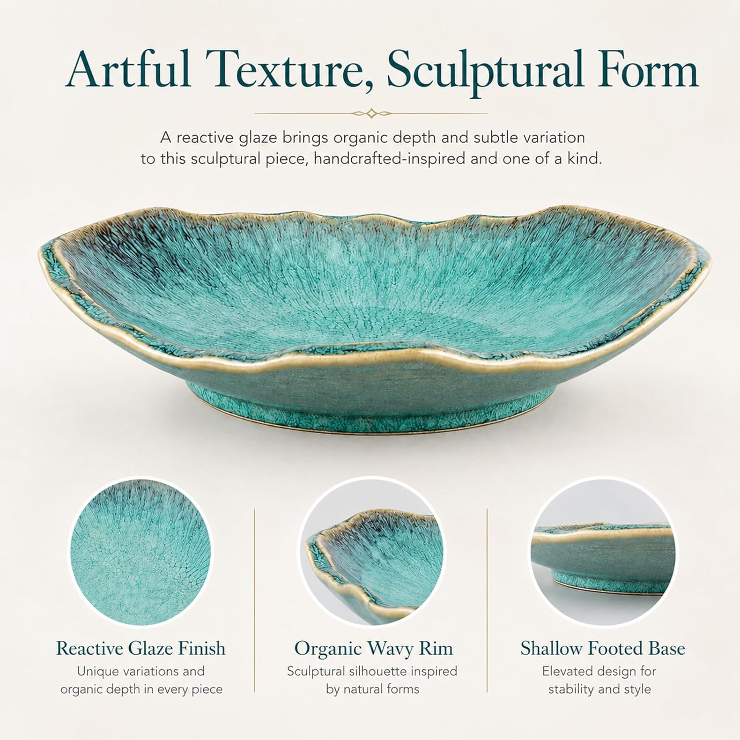 Ceramic Decorative Bowl / Green / 12in