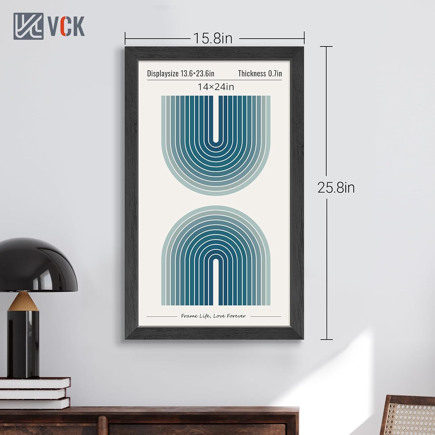 VCK 14x24 Picture Frames Set of 3, Black Woodgrain, Wall Hanging | Wide Border, Exclusive Woodgrain, Shatterproof