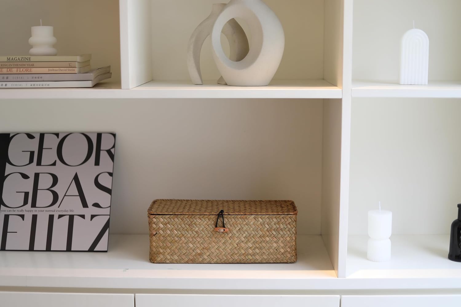 Seagrass Woven Storage Basket / 3 Section with Lid