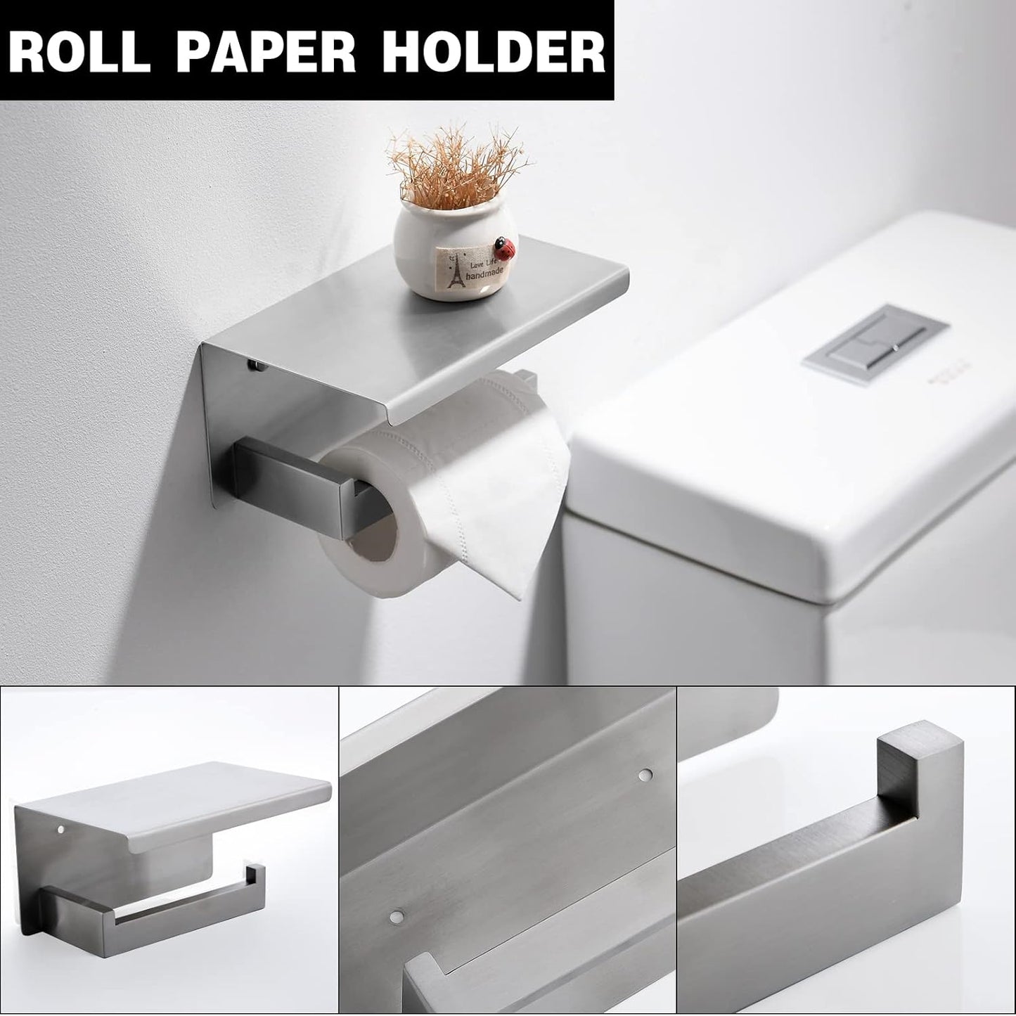 Brushed Nickel Bathroom Towel Bar Set Bathroom Accessories Hardware Set Including Towel Bar Towel Ring Coat Hook and