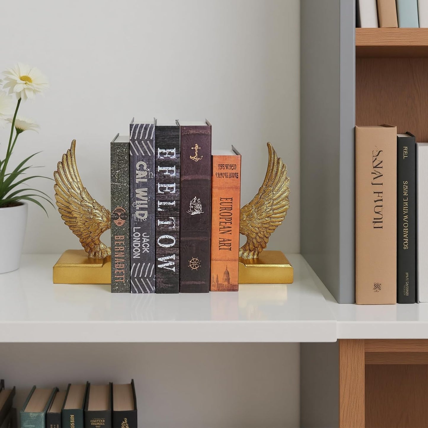 Vintage Gold Bookends / Gold Angel Wings