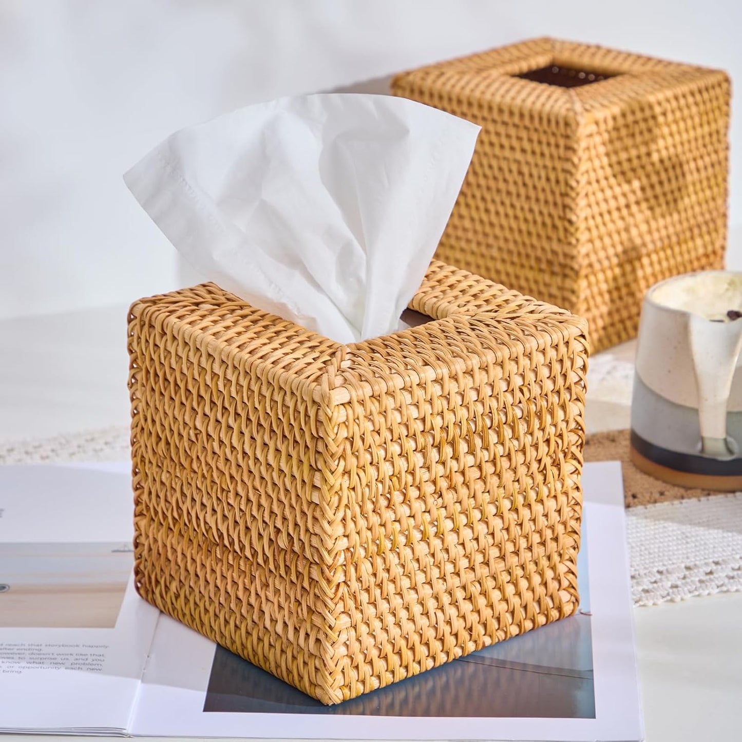 Woven Facial Napkin Holder / Natural