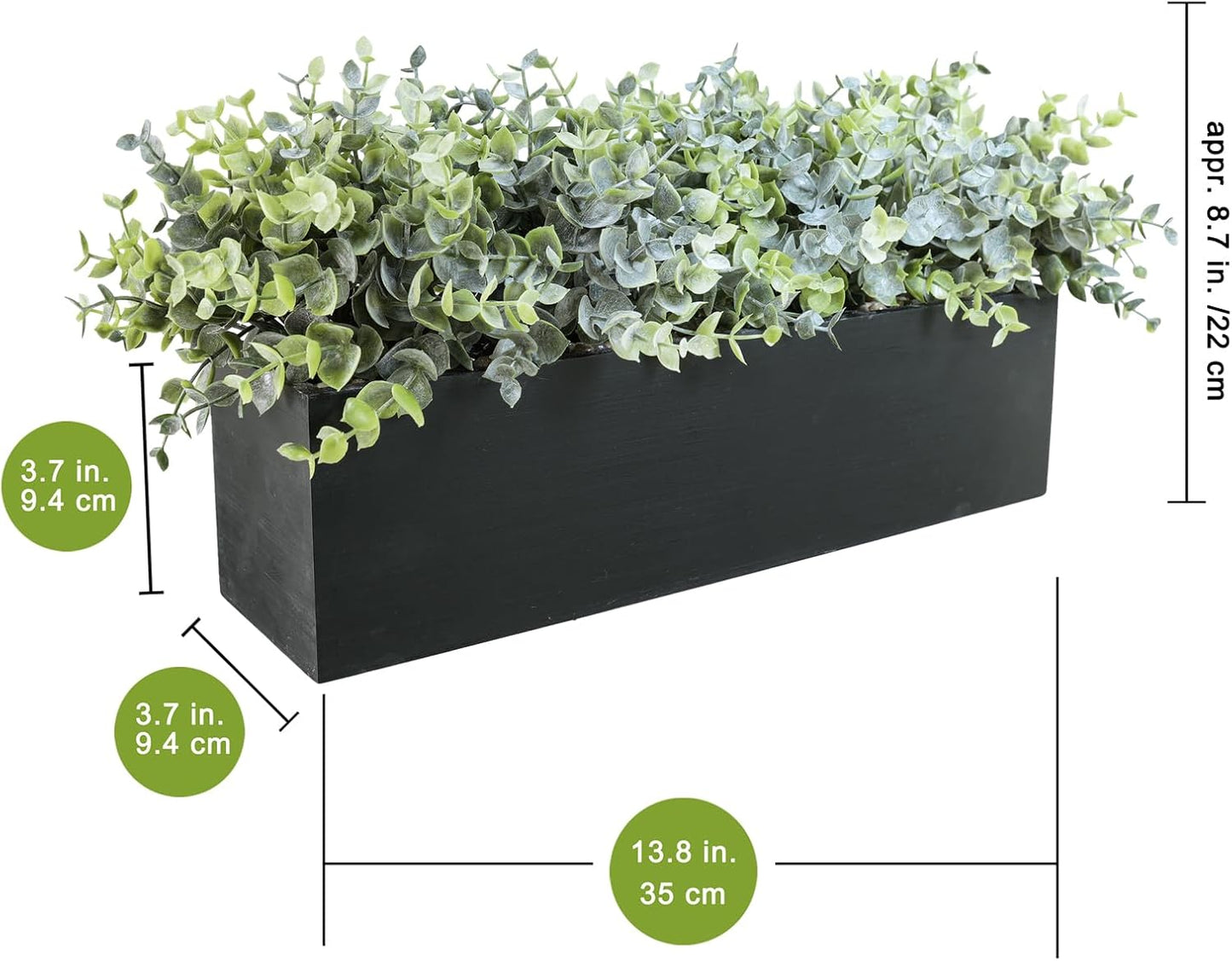 14" Artificial Eucalyptus Arrangement Faux Eucalyptus Plants in Black / Eucalyptus In Black