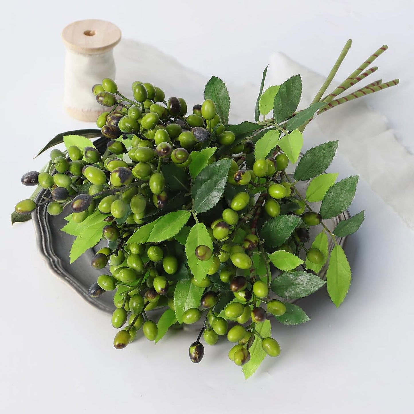 Faux Olive Branches for Vase / Green / Set of 5