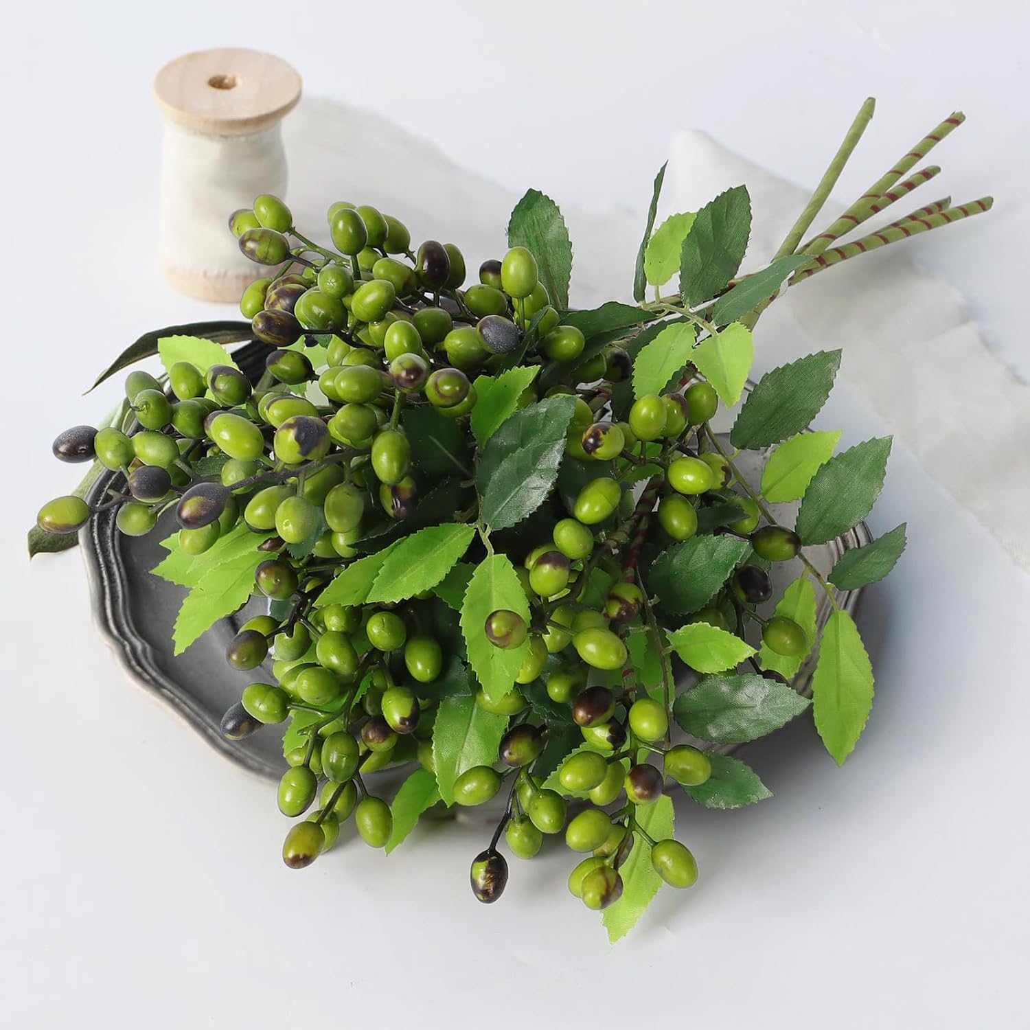 Faux Olive Branches for Vase / Green / Set of 5
