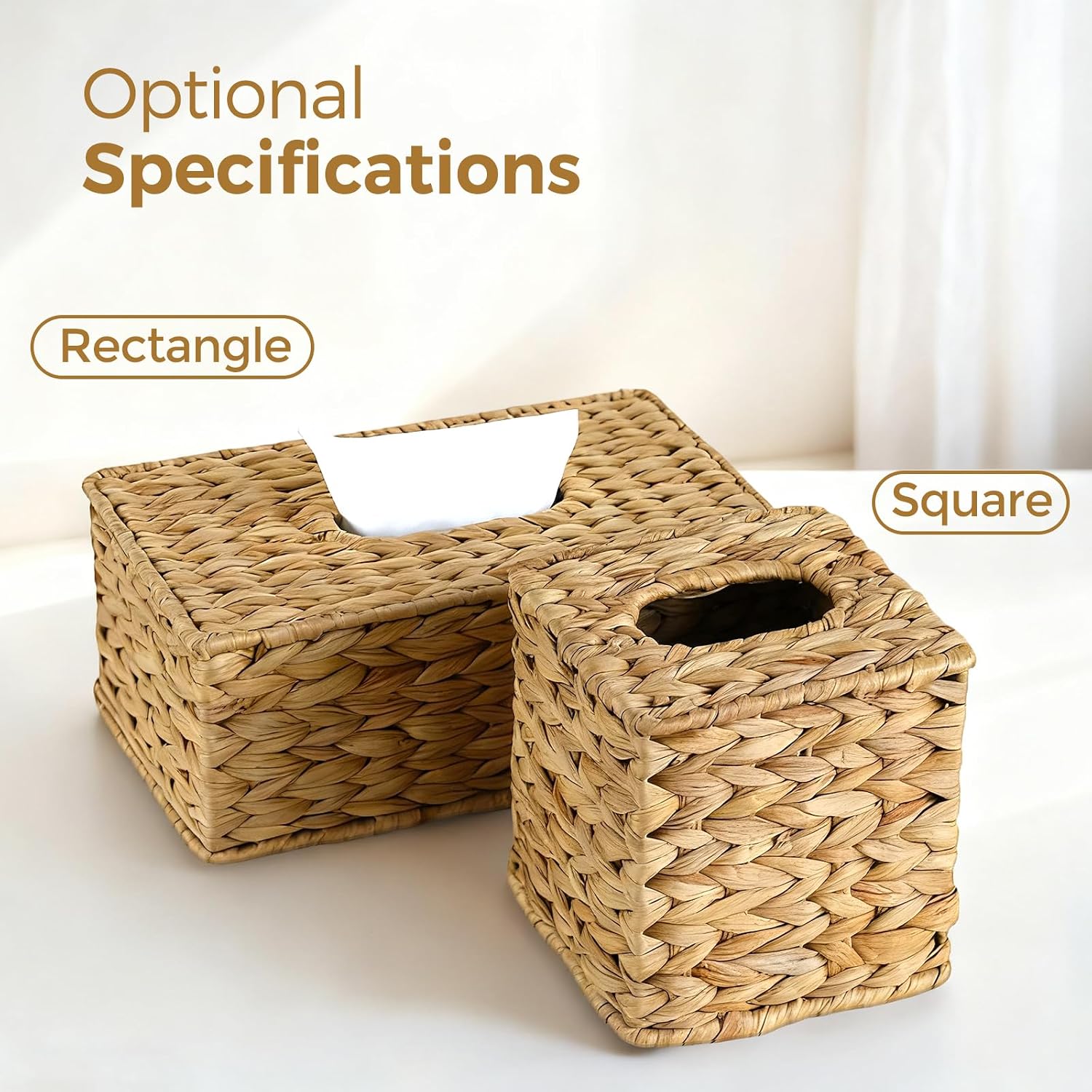 Wicker Tissue Box Cover / Natural / Square