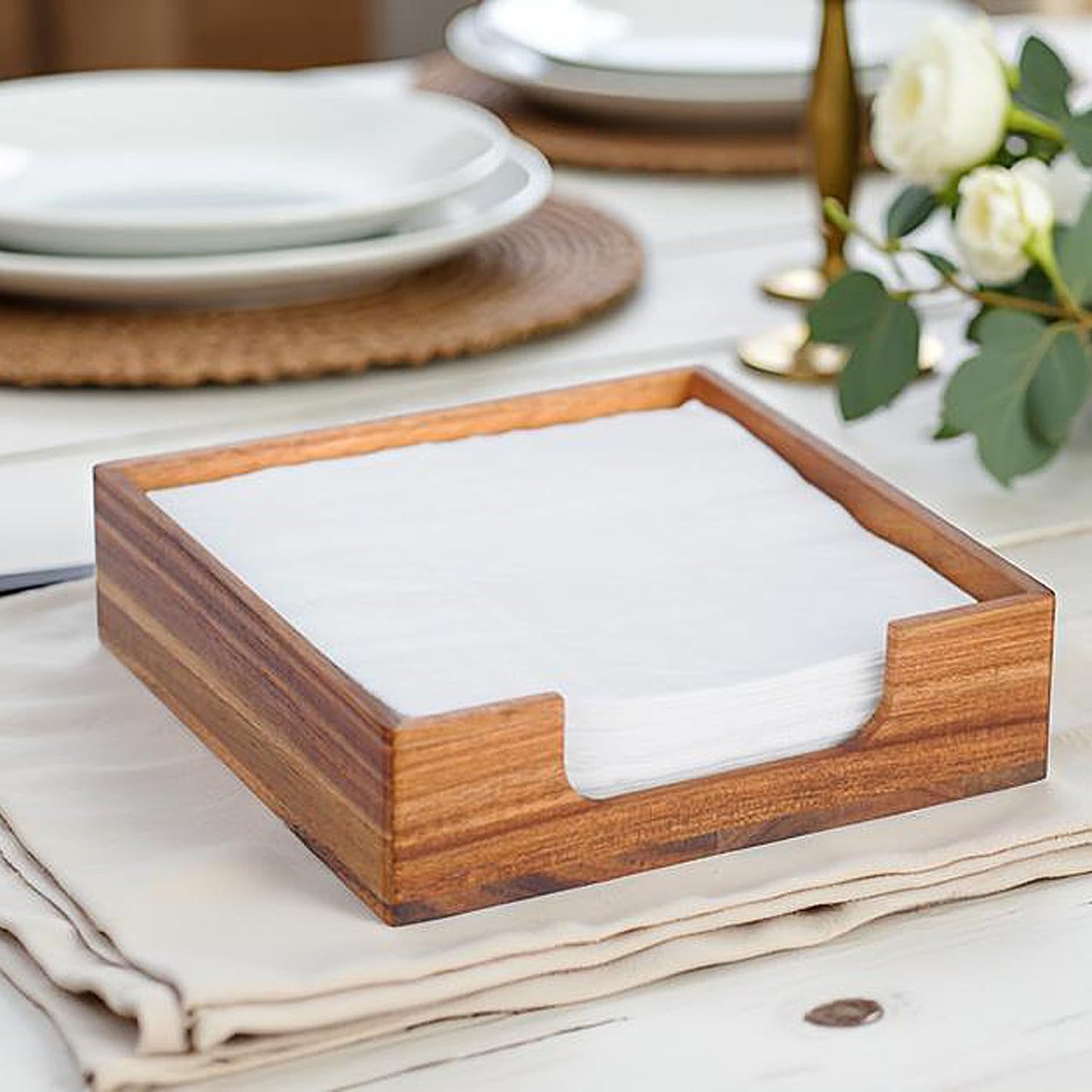 Acacia Napkin Holder / Luncheon 7*7inch / 7 x 7