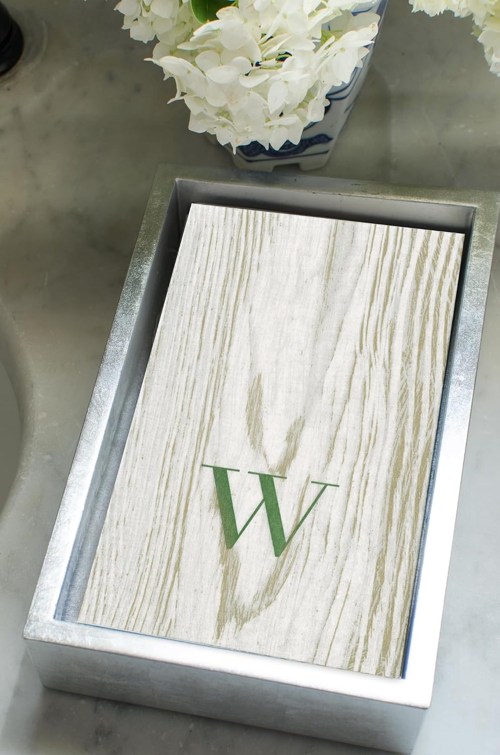 Lacquer Napkin Holder / Guest Towel / Silver
