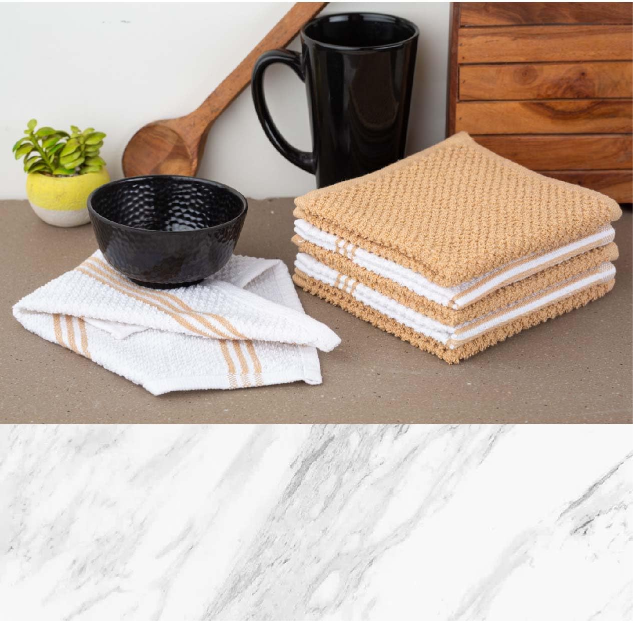 LANE LINEN 16 Piece Kitchen Dish Cloths Set - 100% Cotton Dish Towels, Heat Resistant Kitchen Mittens and Pot Holder