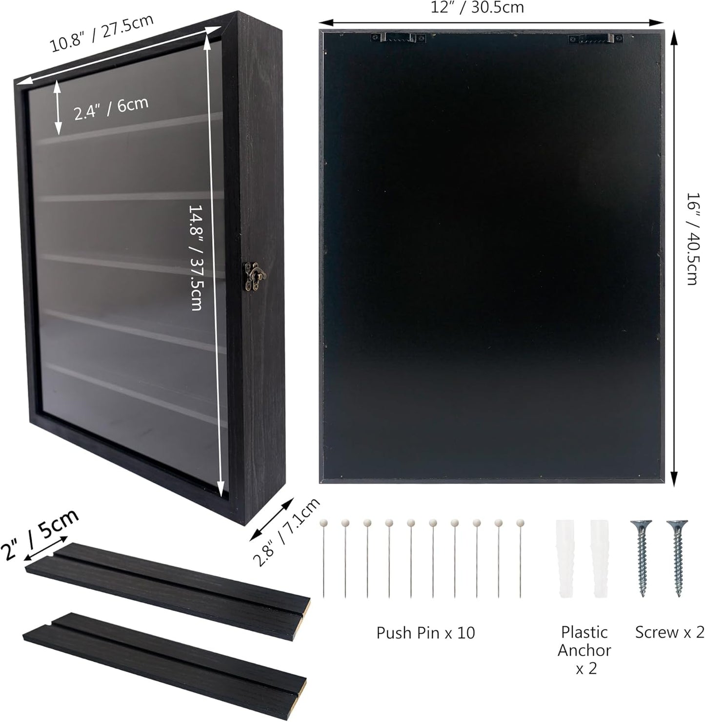 FramePro Shadow Box Frame Display Case 12x16 with Removable Shelves, Deep Memory Box Trinket Knick Knack Shelf Cabinet