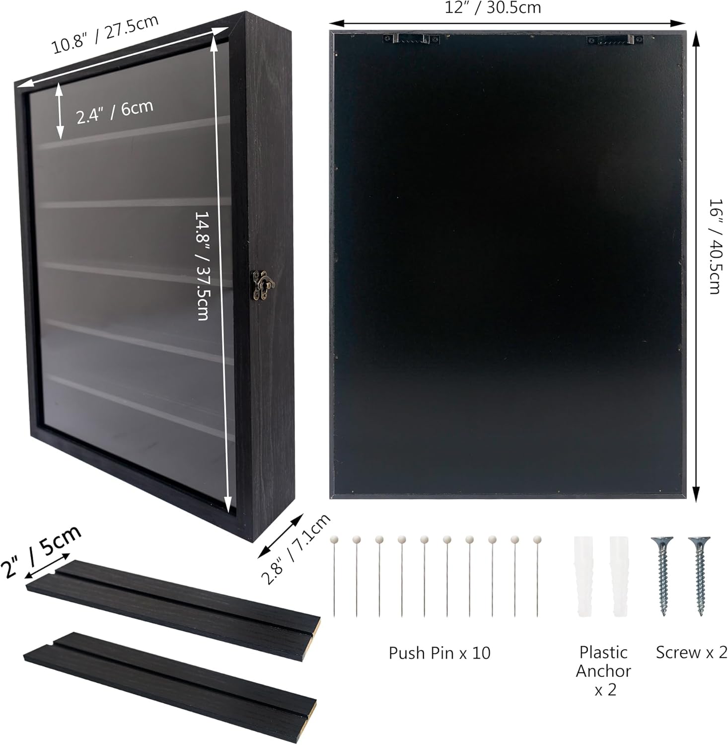 FramePro Shadow Box Frame Display Case 12x16 with Removable Shelves, Deep Memory Box Trinket Knick Knack Shelf Cabinet
