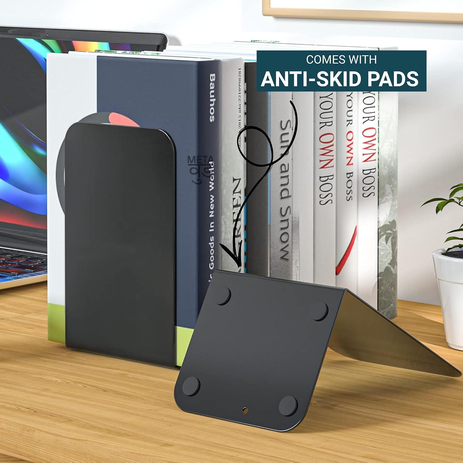 ® 2 Heavy Duty Metal Bookends for Books / Plain