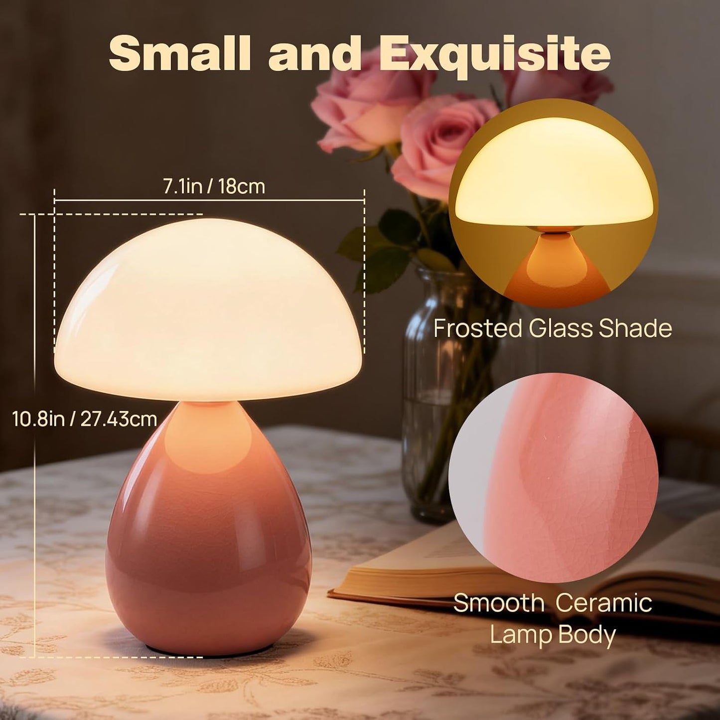 Small Lamp / Mushroom Table Lamp / Pink
