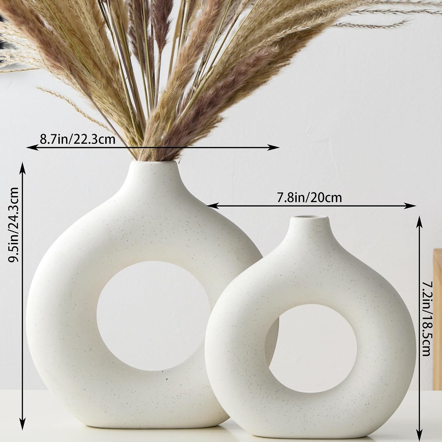 Modern Vase / Modern Donut-Shaped Decorative Vases / Beige / Extra Large + Large