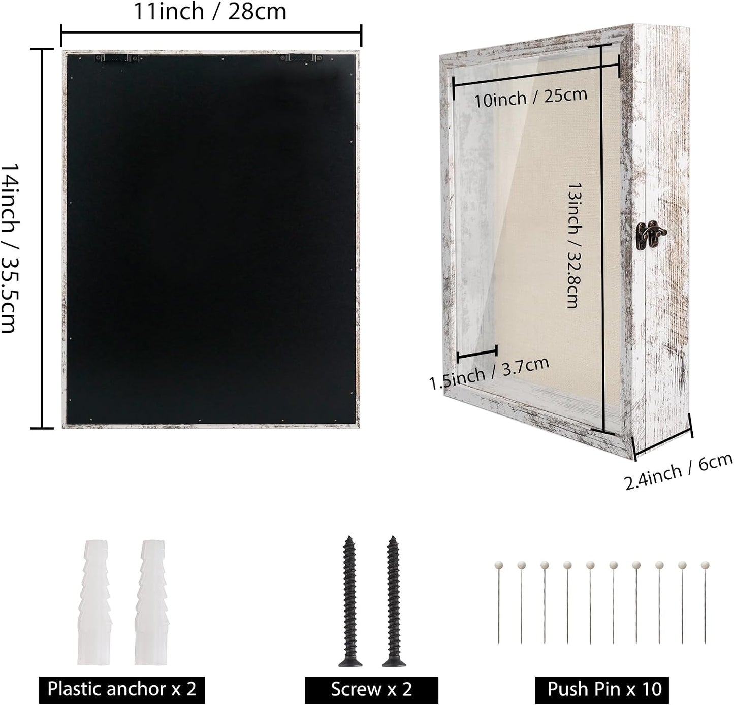 GraduatePro Shadow Box Frame 11x14 Display Case with Linen Back, Real Glass Window Door with Hinge, Picture Frame