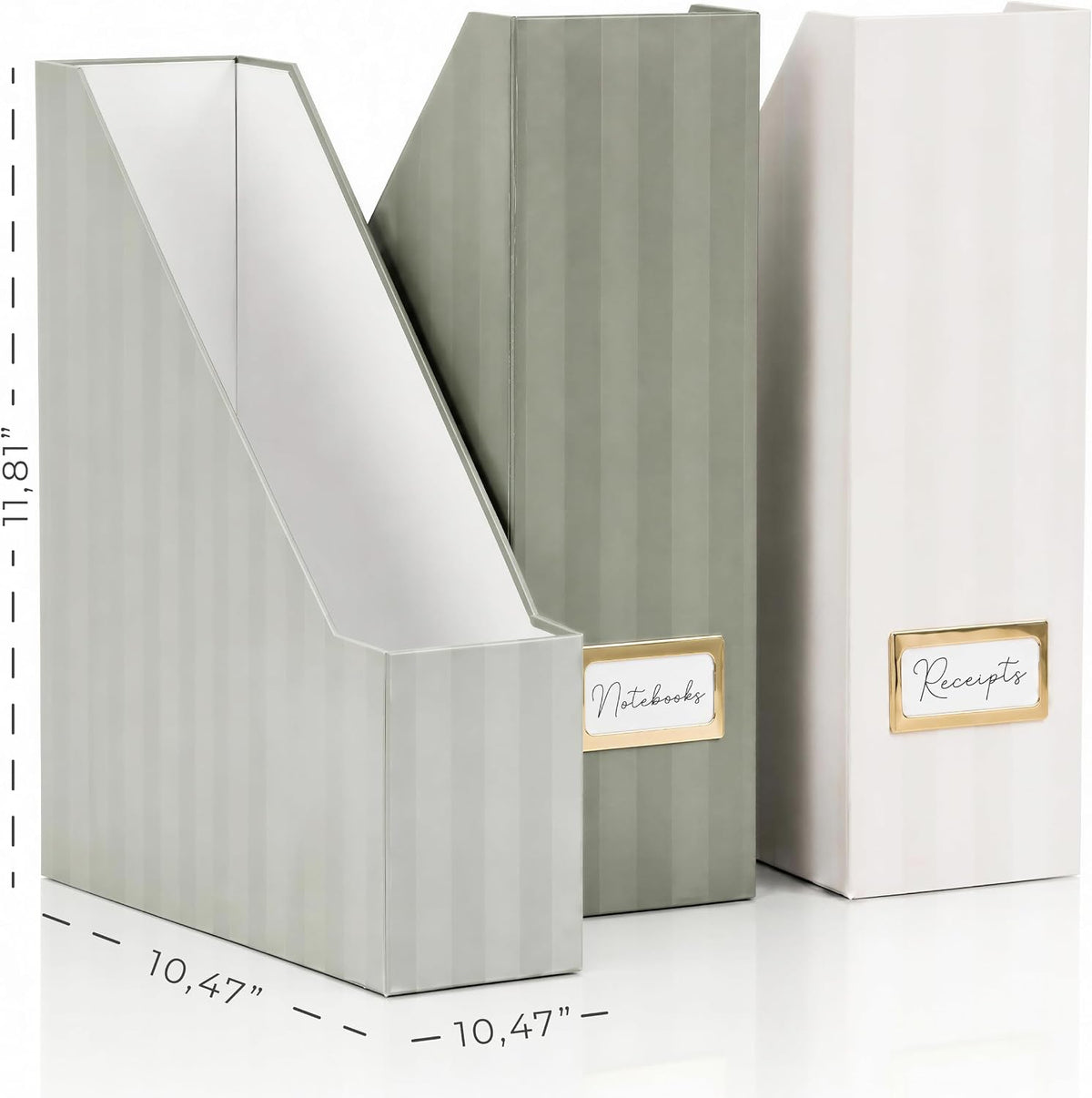 Beautiful Magazine Holder Set of 3 - Sturdy File Holder for Desk or Shelves | The Perfect Office & Work Storage to