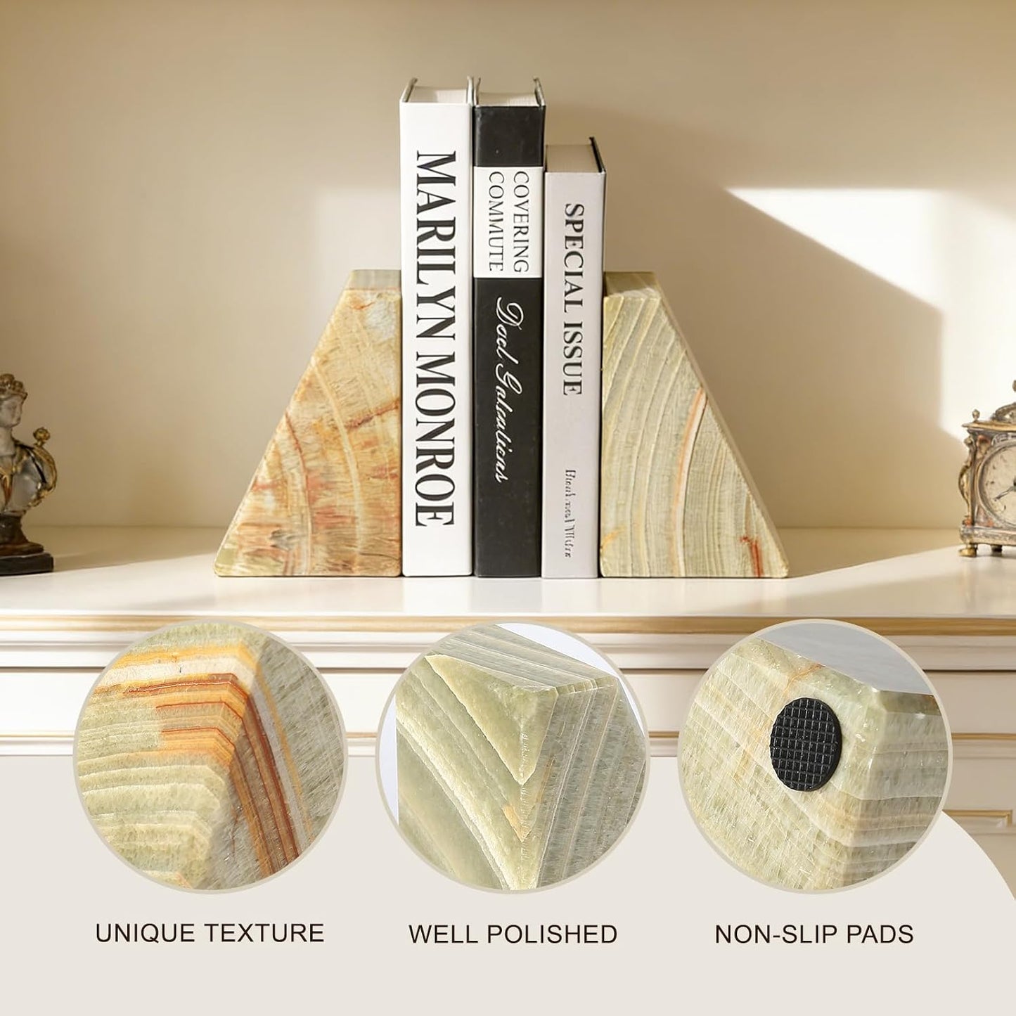 Onyx Bookends / Marble Bookends / Green Onyx