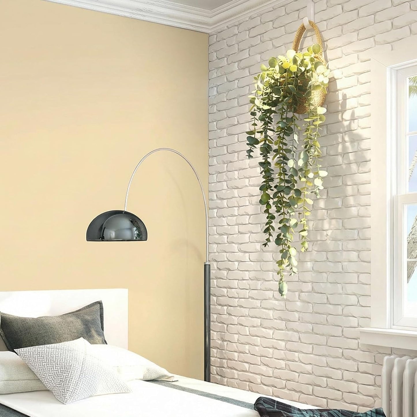 Eucalyptus Artificial Faux Plants in Wall Woven Planters / Jute Hanger / Black