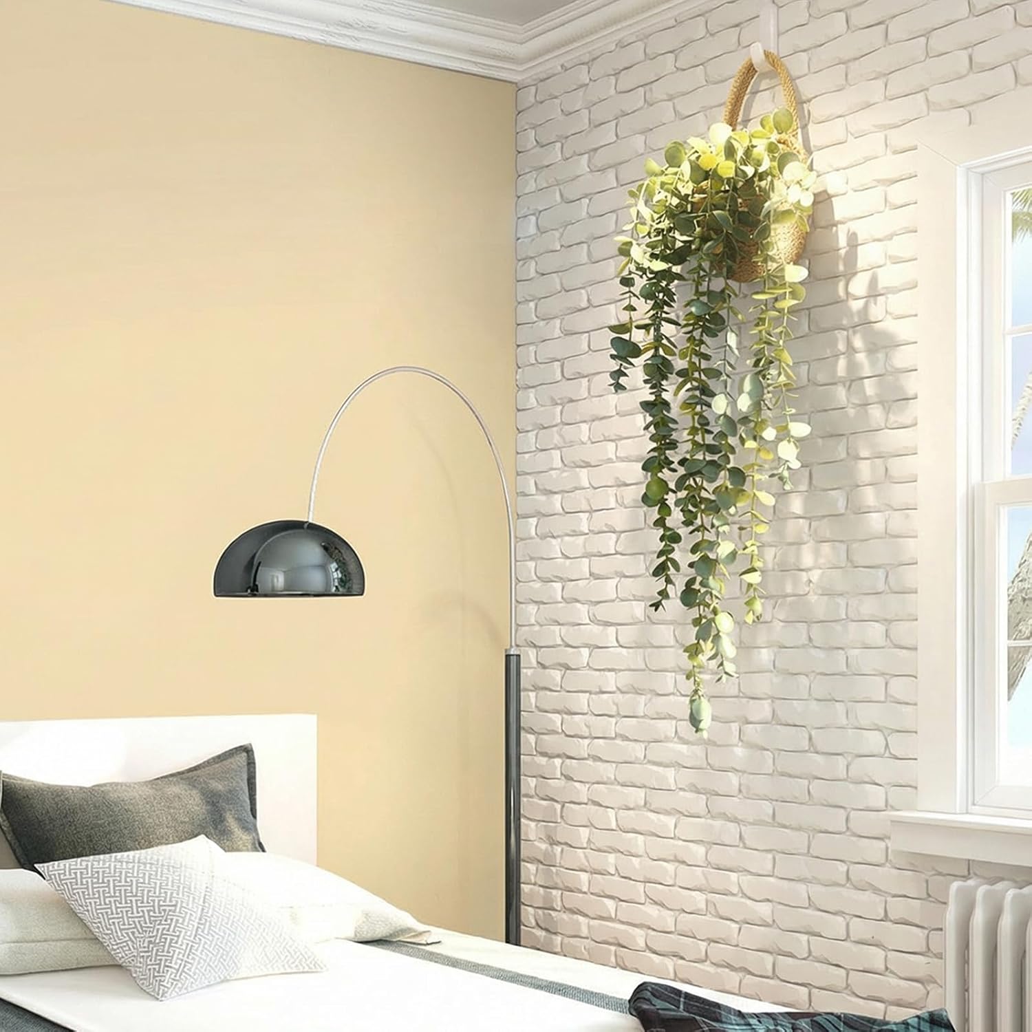 Eucalyptus Artificial Faux Plants in Wall Woven Planters / Jute Hanger / Black