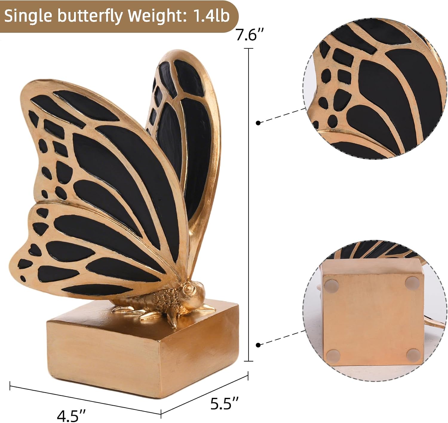 Vintage Brass Butterfly Bookends / Black Brass