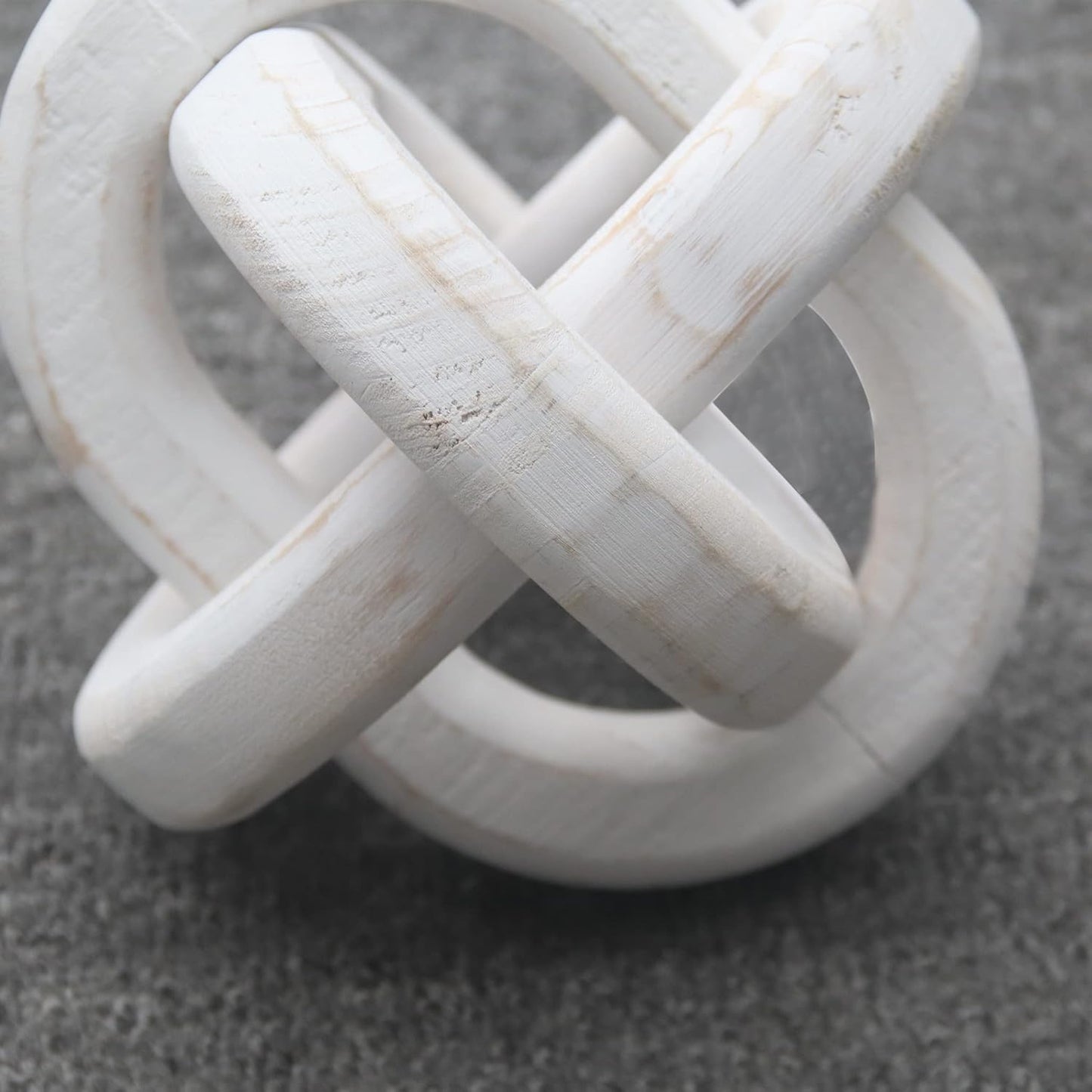 Tray Accent / Hand Carved Wood Chain Decor / White