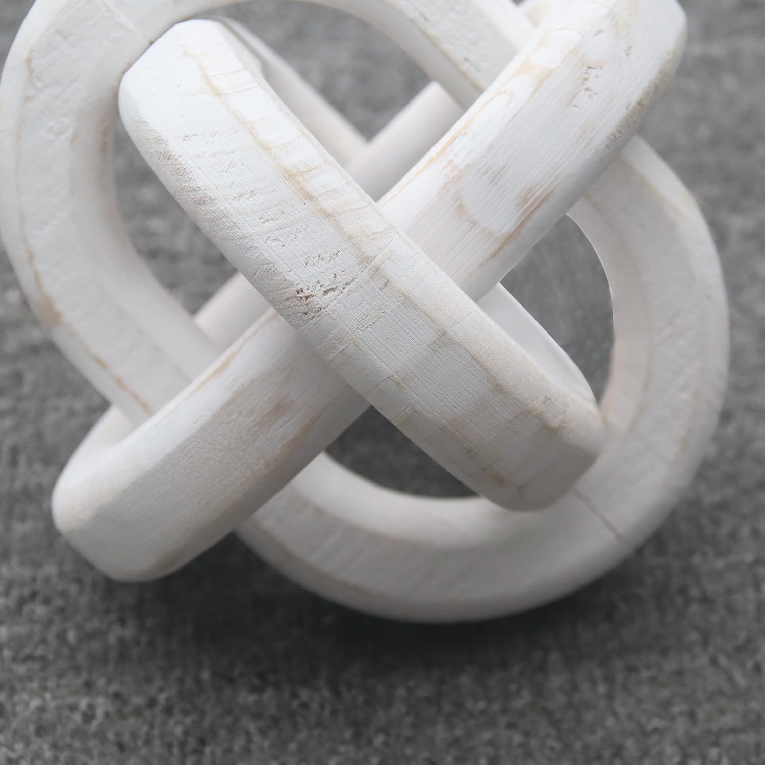 Tray Accent / Hand Carved Wood Chain Decor / White