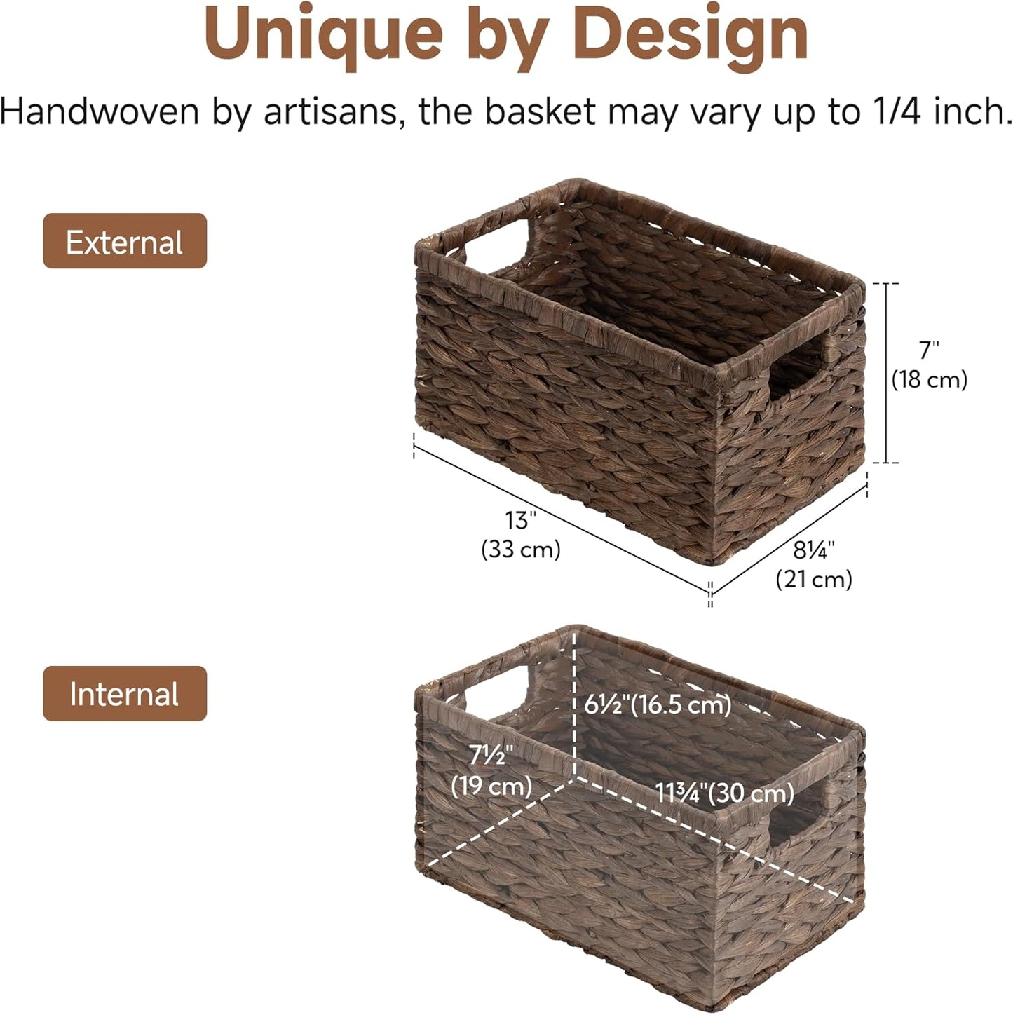 Organizer Basket / Water Hyacinth Baskets / Brown / 2 x 13