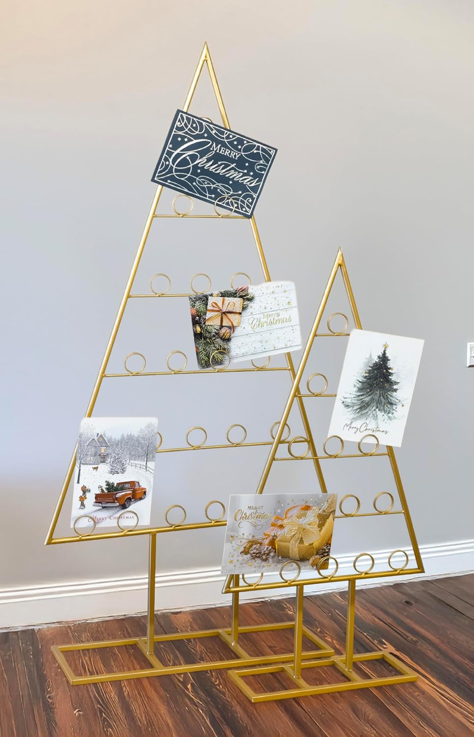 Red Co. Set of 44 and 30" Decorative Metal Tabletop Ornament Tree Card & Photo Holders in 2 Sizes - Gold
