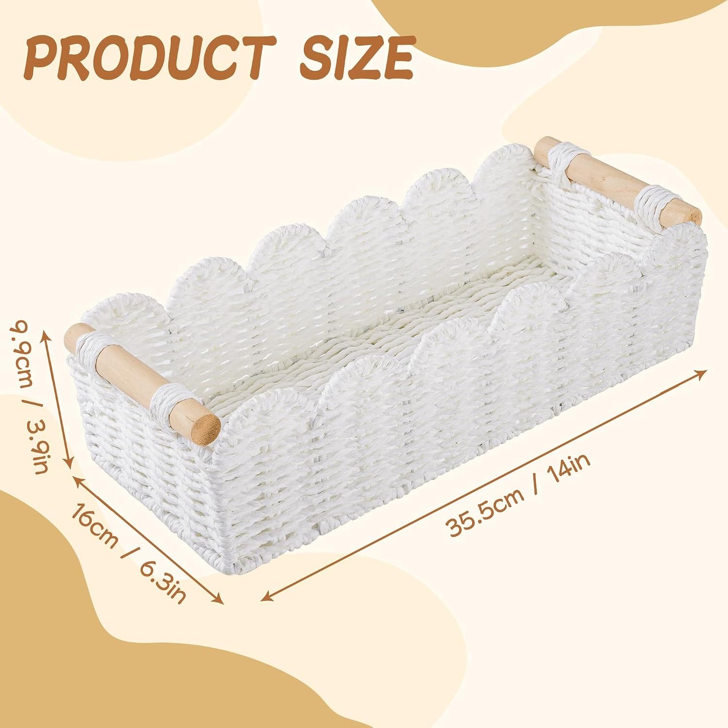 Toilet Paper Storage Basket Bathroom Counter Organizer Wicker Baskets for Organizing Basket / White