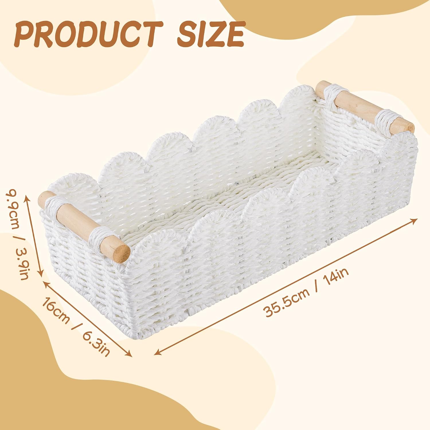 Toilet Paper Storage Basket Bathroom Counter Organizer Wicker Baskets for Organizing Basket / White